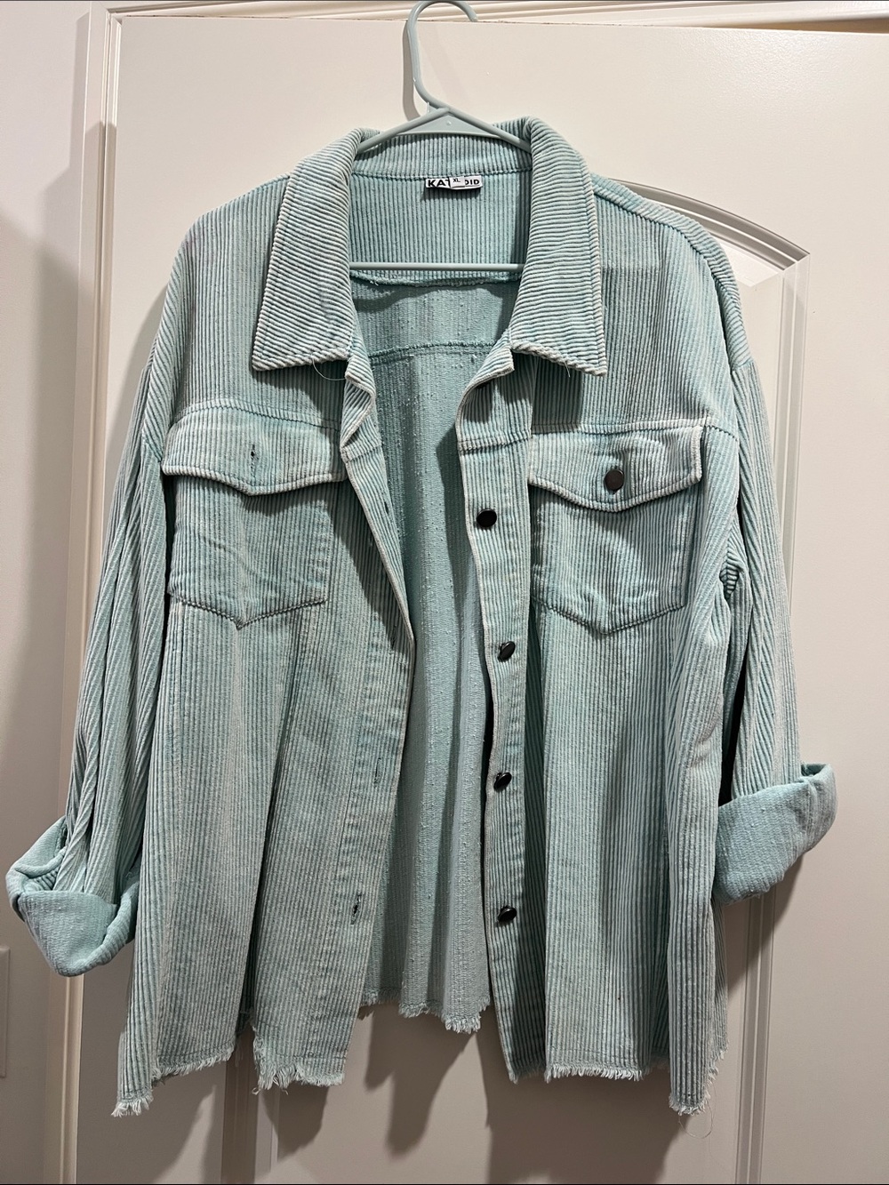 Katydid Mint Green Corduroy Button-Front Shacket